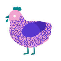 (unnamed), a pink and indigo chicken with a double-lace pattern