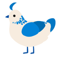 A cream and sapphire chicken with a neck-speckle pattern