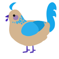 A beige and sky chicken with a neck-speckle pattern