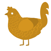 A ochre chicken with a lace pattern