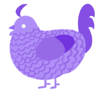 A lilac and blurple chicken with a lace pattern