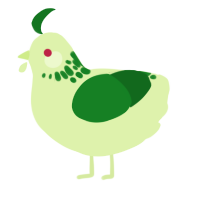 A apple and leaf chicken with a neck-speckle pattern