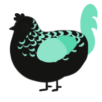 unnamed, a black and mint chicken with a half-lace pattern