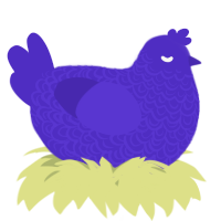 A indigo chicken with a double-lace pattern