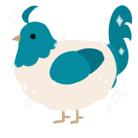 A cream and sea chicken with a head pattern
