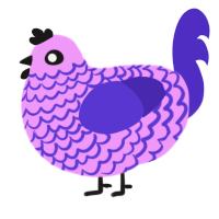 Luka, a lavender and indigo chicken with a lace pattern