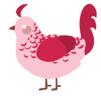 A rose and crimson chicken with a half-lace pattern