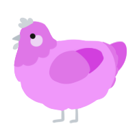 A lavender and orchid chicken with a head pattern