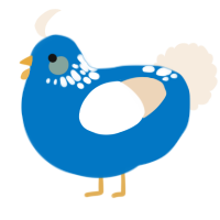 A sapphire and cream chicken with a neck-speckle pattern