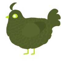 A olive chicken with a lace pattern