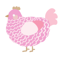 A pink and rose chicken with a lace pattern