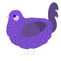 A blurple and overcast chicken with a lace pattern