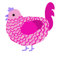A pink and fuchsia chicken with a lace pattern