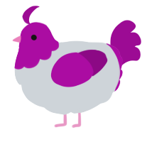 A mist and plum chicken with a head pattern