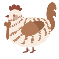 A cream and brown chicken with a bar pattern