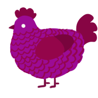 A plum and maroon chicken with a lace pattern