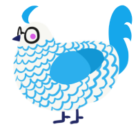 A white and sky chicken with a lace pattern