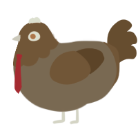 A grey and bark chicken with a head pattern