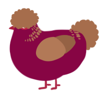 A maroon and brown chicken with a neck-band pattern