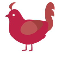 A crimson and red chicken