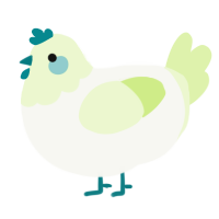 A white and apple chicken with a head pattern