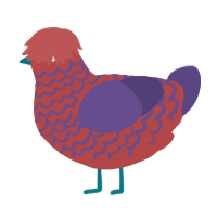 A red and overcast chicken with a lace pattern