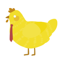 A yellow chicken with a bar pattern