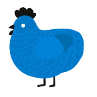 A sapphire chicken with a lace pattern