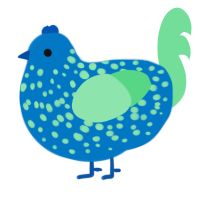 A sapphire and spring chicken with a speckle pattern