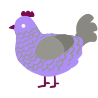 A lilac and ash chicken with a lace pattern
