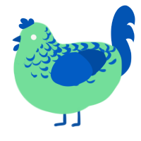 A spring and ultramarine chicken with a half-lace pattern