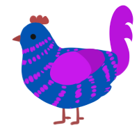 A ultramarine and amethyst chicken with a bar pattern