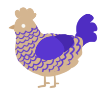 A beige and indigo chicken with a lace pattern