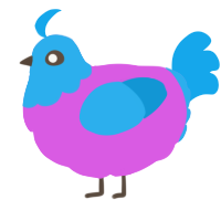 A orchid and sky chicken with a head pattern