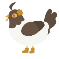 A white and bark chicken with a head pattern