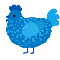 A sapphire and sky chicken with a speckle pattern