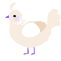 A cream chicken with a neck-speckle pattern