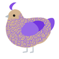 A beige and blurple chicken with a double-lace pattern