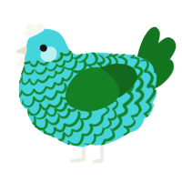 A aqua and leaf chicken with a lace pattern