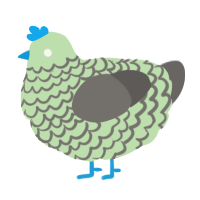 A gluppy and grey chicken with a lace pattern