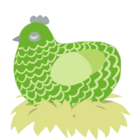 A grass and apple chicken with a lace pattern