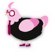 A black and pink chicken with a head pattern