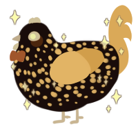 A sable and honey chicken with a speckle pattern