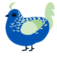 Bioluminescent, a ultramarine and gluppy chicken with a half-lace pattern