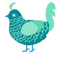 A teal and mint chicken with a lace pattern