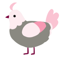 A ash and rose chicken with a head pattern