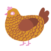 A orange and russet chicken with a lace pattern
