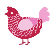 A crimson and pink chicken with a lace pattern