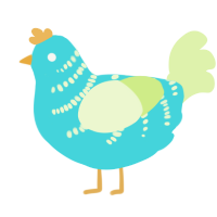 A aqua and apple chicken with a half-bar pattern