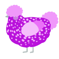 A amethyst and lavender chicken with a speckle pattern